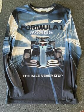 Formula 1 Racing Graphic Long Sleeve Tee - Blue/Black youth size extra large